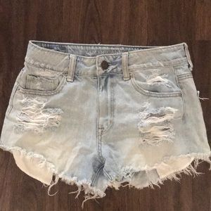 American eagle light denim cut off shorts